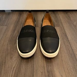 Calvin Klein Slip On Sneakers, Black, Womens Size 10